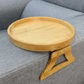 1pc Sofa Tray Table Sofa Armrest Clip-On Tray Natural Bamboo Sofa Tray Practical TV Snack Tray for