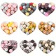 15mm 30Pcs Silicone Beads Round Print Food Grade Teething Beads for Baby Toy Soft Chew Teething DIY