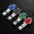 Men Watch Luxury Quartz Watch Business Watches Blue Dial Calendar Men Stainless Steel Band Fashion