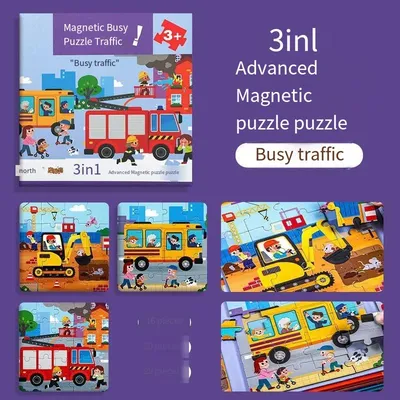 Puzzle per bambini libro magnetico ingegneria auto animale principessa Puzzle magnetico prima