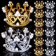 Tiny Pearl Tiara Crown Gold Silver Mini Cake Topper Birthday Party Wedding Flower Arrangements