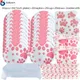 1set Pink Dog Girl Birthday Party Supplies Dog Paw Print Plates Cups Napkins Balloon Happy Birthday