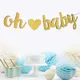 Gold Glitter Oh Baby Baby Shower Banner with Heart for baby shower gender reveal party decorations