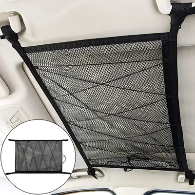 Car Roof Storage Organizer Automotive Ceiling Cargo Net Pocket Mesh Car Camping Accessories Storage Bag Roof Tent for Van SUV