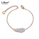 Lokaer Trendy CZ Crystal Feather Charm Bracelets For Women Girls Stainless Steel Link & Chain
