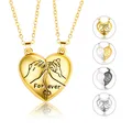 2Pcs/Lot Couple Love Magnetic Charm Necklace Friendship Half Heart Pendant Necklace For Women