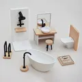 1/12 Dollhouse Simulation Washbasin Tub Toilet Model Dollhouse Bathroom Decor Dolls House Miniature
