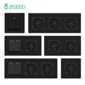 BSEED M2 Series 1/2Gang 1Way Mechanical Button Switch Light Switch Plus Wall Power Socket With Claws