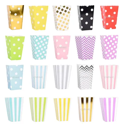 12pcs Rose Gold Pink Stiff Paper Mini Party Popcorn Boxes Pop Corn Candy Sanck Favor Bags Wedding Birthday Movie Party Tableware