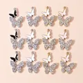 10pcs Brilliant Clear Crystal Butterfly Charms Butterfly Pendants for DIY Jewelry Making High