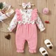 Baby Girl Fashion Romper Cute Floral Pattern Long Sleeve Bow Bodysuit Spring&Autumn Jumpsuit for