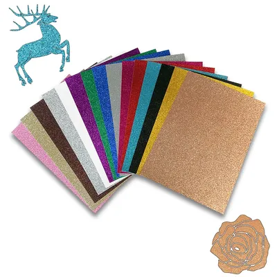 Multi-color A4 210GSM Glitter Cardstock Paper Flash Shiny Art Card Paper Craft Glitter Paper Rubber Backing Glitter Paper