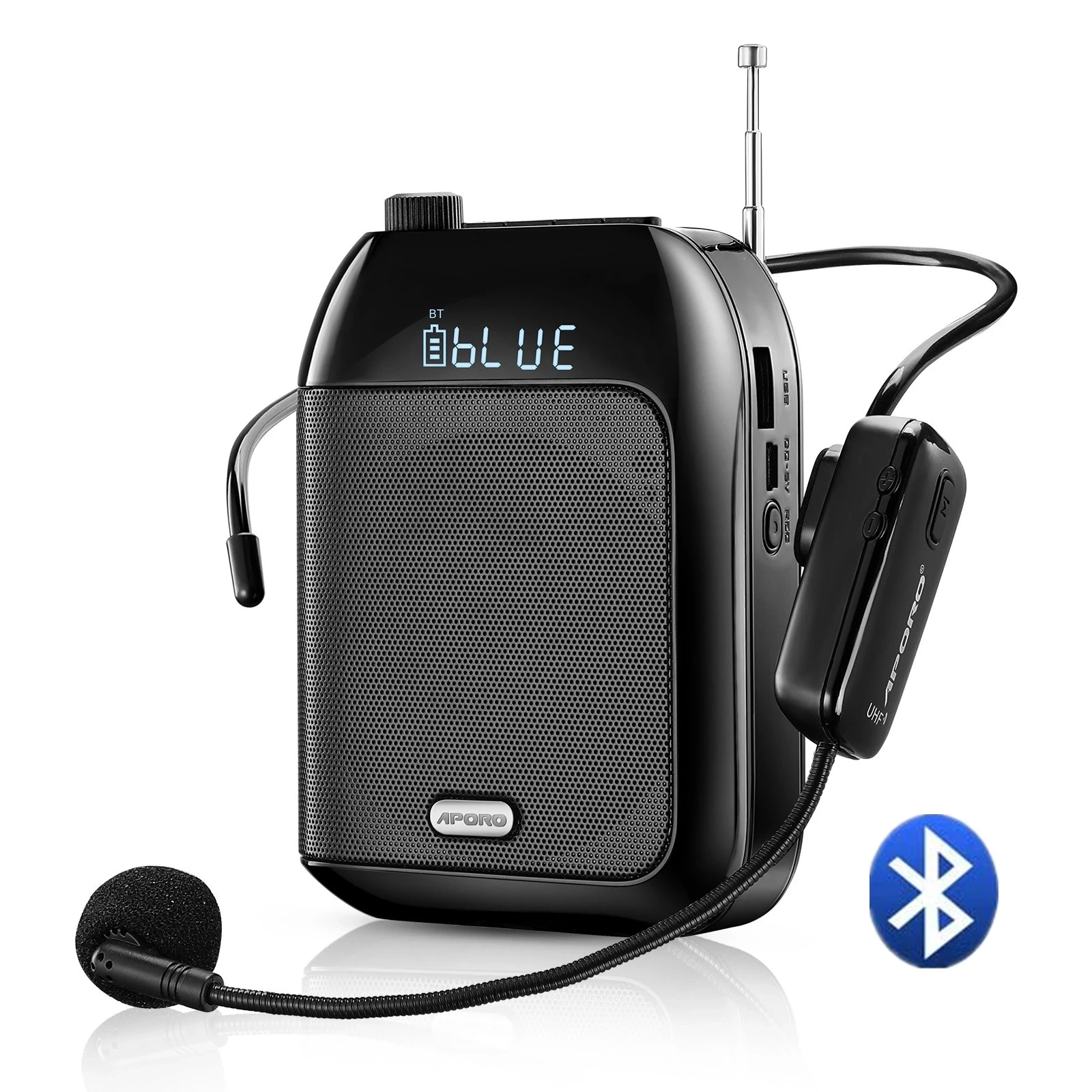 Amplificatore vocale wireless Bluetooth UHF portatile per lezioni didattiche Guida turistica Promozione U-Disk Megafono Microfono Altoparlante
