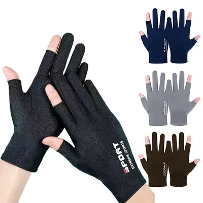 1 Pair Summer Breathable Men's Gloves Ice Silk Sun Proction Motorcycle Driving Glove Full Finger Moto Bike Gloves Cycling Glove