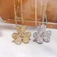 Shining Full Zircon Clover Necklaces for Women Gold Silver Color Pendant Necklace Choker Stainless