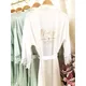 Short Gown Lace Hem Robes Ladies Dressing Custom Morning Bride Kimono Hen Party Detail Wedding Gown