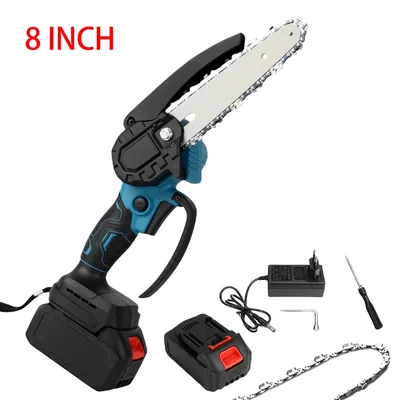 8 Inch Electric Chain Saw Handheld Portable Chainsaw Tree Wood Cutter Pruning Garden Power Tool Compatible Makita 18V Battery