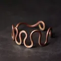 Solid Copper Wave Metal Handcrafted Bracelet Rustic Vintage Punk Cuff Bangle Viking Handmade Jewelry