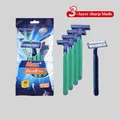 1Set/5pcs Men's Safety Razor Disposable Razor Men's Manual Razor 3-layer Blade Stainless Steel