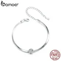 BAMOER 0.5CT Moissanite Halo Pendant Necklace Exquisite 925 Sterling Silver Snake Chain Link for