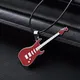 Rinhoo Trendy Leather Chain Guitar Necklace For Men Punk Rock Music Jewelry Gift Stainless Steel