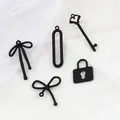 10PCs Classic Matte Black Color Lock Charms Pendant For Jewelry Making Key Bowknot Pendant Necklace