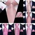 Hi-Tie Solid Rose Pink Coral Mens Silk Wedding Tie Fashion Designer Gift Necktie For Men Quality