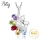 Potiy Natural Citrine Peridot Amethyst Garnet Sky Blue Topaz Stud Pendant Necklace No Chain 925