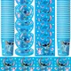 61pcs/lot Boys Favors Stitch Theme Birthday Party Disposable Tablecloth Cups Napkin Plate Baby