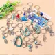 Retro Ethnic Turquoise Animal Keychain Metal Bohemian Tassels Key Ring Pendants for Bag Decor DIY