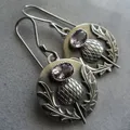Vintage Women's Purple Amethyst Earrings Boho Jewelry Handmade Plants Drops Dangle Earrings