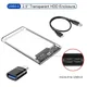 2.5'' External Hard Drive Enclosure USB 3.0 to SATA III Tool-Free Clear Hard Disk Case for 2.5 inch