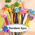 5 random Cartoon animals HB pencil Student writing pen cute pencil With eraser kids pen gifts Wooden