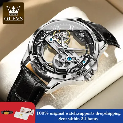 OLEVS 6661 Automatic Watch For Men Skeleton Original Mechanical Movement Man Wristwatch Waterproof Luminous Sport Men's Watches