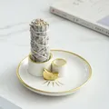 Sage Holder Ceramic Incense Burner Holder Stick Decorative Ash Catcher Tray Candle Holder Incense