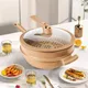 Non Stick Pan Pot Cooking Wok With Steamer Basket 32cm Multifunction Iron Micro Simmer Pot for Gas