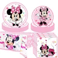 New Disney Minnie Mouse Birthday Party Supplies Decoration Minnie Cup Plates Napkins Gift Bag Banner