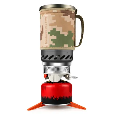 1.4L Portable Cooking System With Heat Exchanger Pot Backpacking Camping Stove with Red Tripod