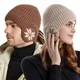 New Unisex Add Fur Lined Winter Knitted Hat With Earflap Fashion Beanie Hats For Men Women Outdoor
