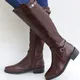 Women Leather Boots Fashion Cool Western Style Knee High Boots 2023 Winter New Casual Comfort Daily