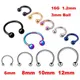 2 Pcs * 4 Color Surgical Stainless Steel Circular Barbells Horseshoe Nose Ring Lip BCR Body Piercing