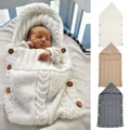 Baby Swaddle Blanket Newborn Baby Sleeping Bag Receiving Blankets Soft Thick Knit Baby Stroller Wrap