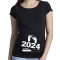 Funny Baby Loading Women Printed 2024 Pregnant T Shirt Girl Maternity Short Sleeve Pregnancy