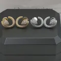 Hot Brand Pure 925 Sterling Silver Earrings Gold Color Water Drop Full Diamond Stud Earrings White