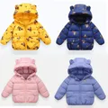 2022 Fashion Boys Down Jackets 1-6 Years Autumn Baby Girls Cartoon Bear Jacket Hooded Outerwear