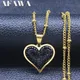 2023 Stainless Steel Black Crystal Heart Necklaces Charm Women Gold Color Small Pendants Necklaces