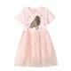 Summer New Princess Party Tutu Dresses With Beading Bird Cute Baby Mesh Clothes Short Sleeve Kids