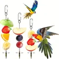 Stainless Steel Bird Food Rack - Large Size Parrot Fruit and Vegetable Bar with Foraging Toys and