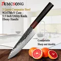 JUMCSONG 5.5 Inch Utility Paring Knife 3 Layer Composite Steel Facas Handmade Chef Santoku Slicing