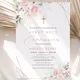 Personalized Pink First Holy Communion Invitation Card Pink Watercolor Communion Invite Customized